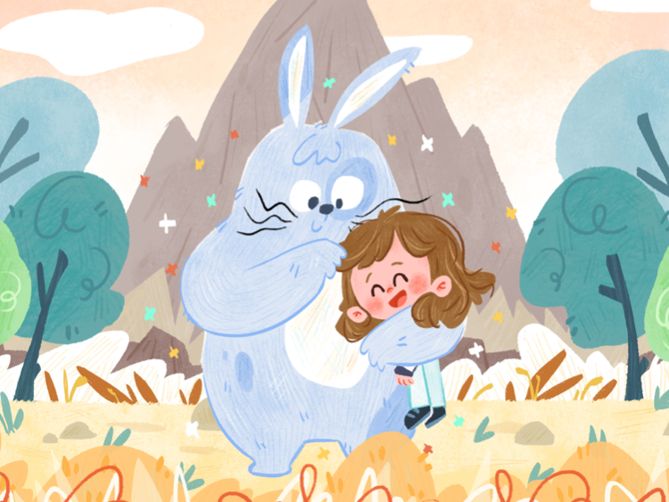 儿童插画-和巨兔做朋友吧